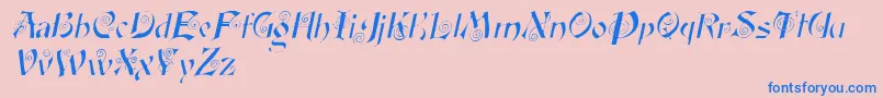 Fonte FairyscrolldisplayItalic – fontes azuis em um fundo rosa