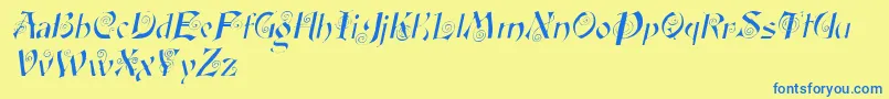 FairyscrolldisplayItalic Font – Blue Fonts on Yellow Background