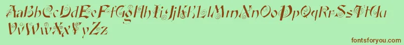 FairyscrolldisplayItalic-fontti – ruskeat fontit vihreällä taustalla