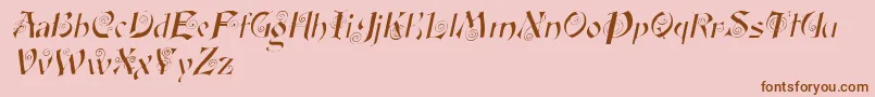 Fonte FairyscrolldisplayItalic – fontes marrons em um fundo rosa