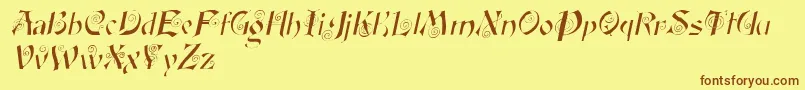 FairyscrolldisplayItalic Font – Brown Fonts on Yellow Background