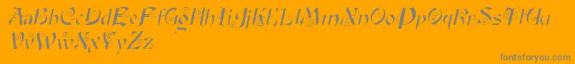 FairyscrolldisplayItalic-Schriftart – Graue Schriften auf orangefarbenem Hintergrund