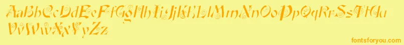 Fonte FairyscrolldisplayItalic – fontes laranjas em um fundo amarelo