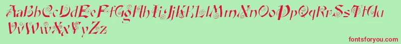 Czcionka FairyscrolldisplayItalic – czerwone czcionki na zielonym tle