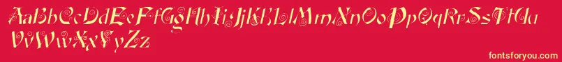 Fonte FairyscrolldisplayItalic – fontes amarelas em um fundo vermelho