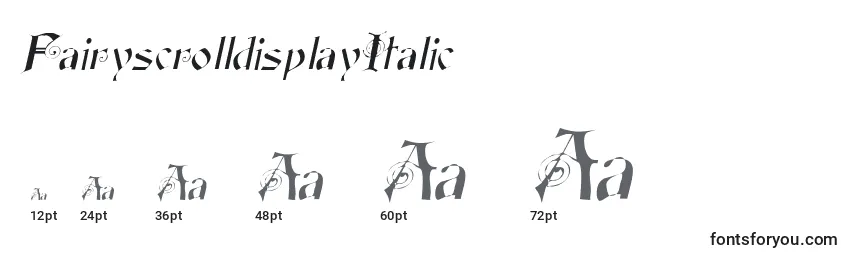 Размеры шрифта FairyscrolldisplayItalic