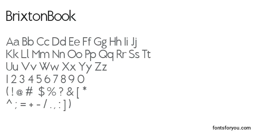 A fonte BrixtonBook – alfabeto, números, caracteres especiais