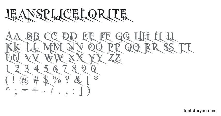 Czcionka JeanSpliceLorite – alfabet, cyfry, specjalne znaki