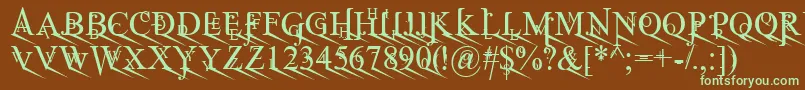 JeanSpliceLorite-fontti – vihreät fontit ruskealla taustalla