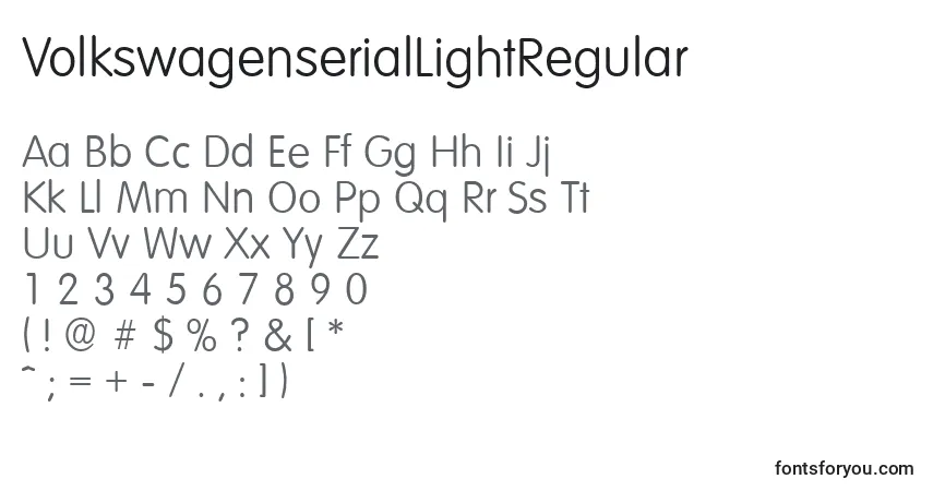 Schriftart VolkswagenserialLightRegular – Alphabet, Zahlen, spezielle Symbole