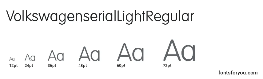 Размеры шрифта VolkswagenserialLightRegular