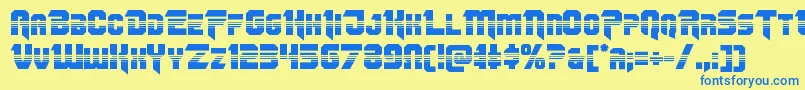 Omegaforcehalf11 Font – Blue Fonts on Yellow Background