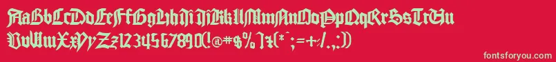 フォントGlasholmRegular – 赤い背景に緑の文字