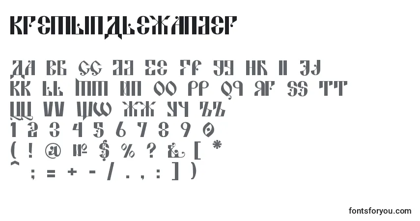 A fonte KremlinAlexander – alfabeto, números, caracteres especiais