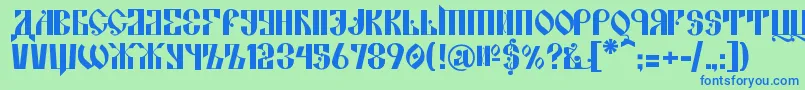 KremlinAlexander Font – Blue Fonts on Green Background