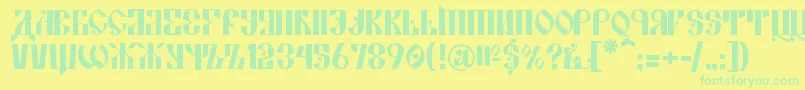 KremlinAlexander Font – Green Fonts on Yellow Background