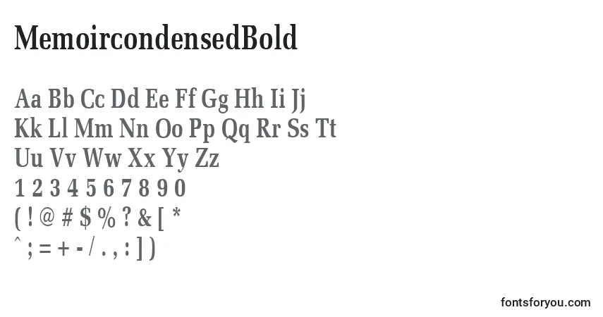 Fuente MemoircondensedBold - alfabeto, números, caracteres especiales