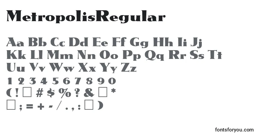 A fonte MetropolisRegular – alfabeto, números, caracteres especiais
