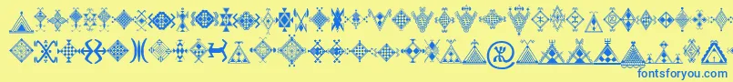 Mzmotifs Font – Blue Fonts on Yellow Background
