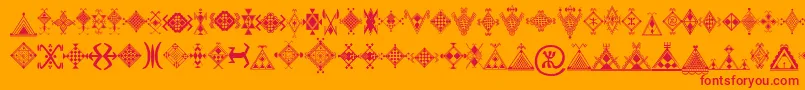 Mzmotifs-Schriftart – Rote Schriften auf orangefarbenem Hintergrund