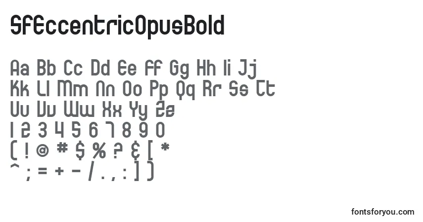 Шрифт SfEccentricOpusBold – алфавит, цифры, специальные символы