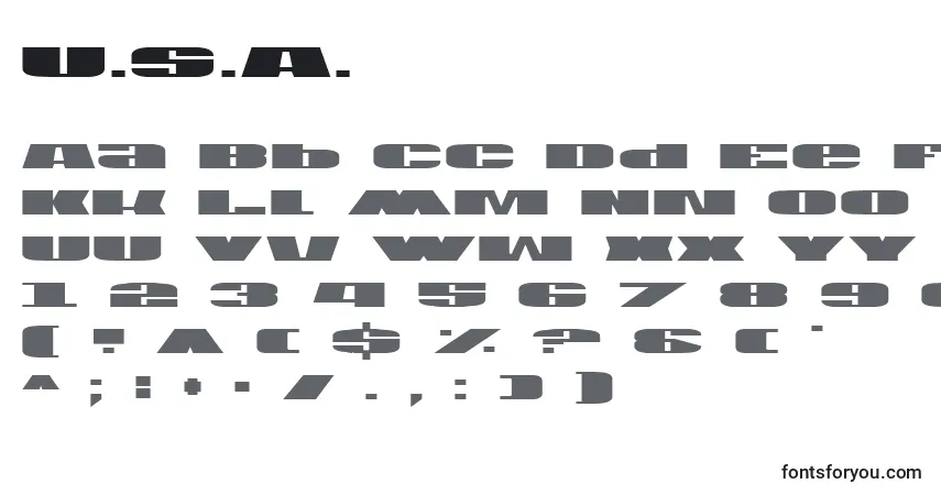 Schriftart U.S.A. – Alphabet, Zahlen, spezielle Symbole