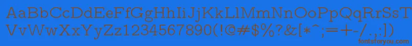 フォントLmmonoproplt10Regular – 茶色の文字が青い背景にあります。