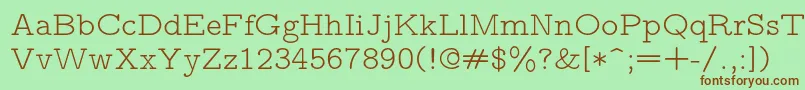 Шрифт Lmmonoproplt10Regular – коричневые шрифты на зелёном фоне