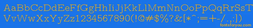 フォントLmmonoproplt10Regular – オレンジ色の文字が青い背景にあります。