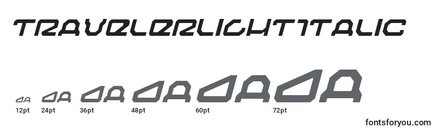 TravelerLightItalic Font Sizes