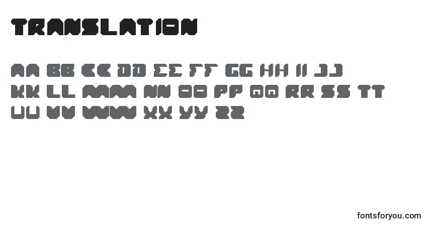 Czcionka Translation – alfabet, cyfry, specjalne znaki