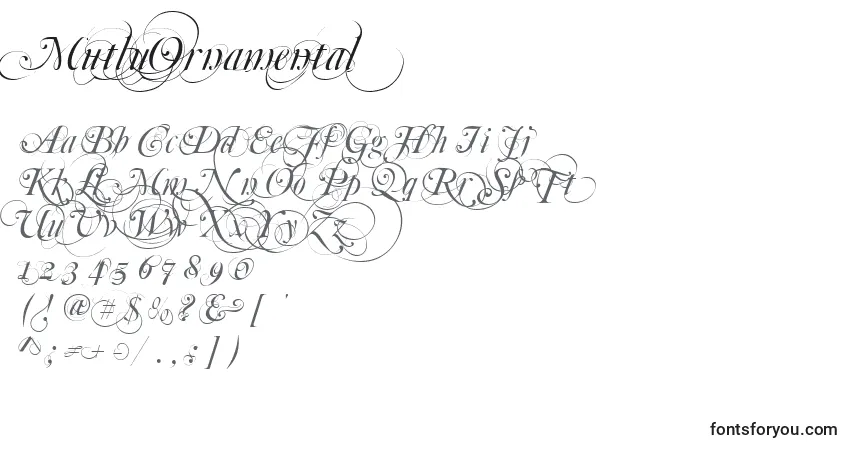 Czcionka MutluOrnamental – alfabet, cyfry, specjalne znaki
