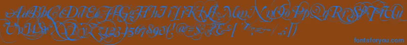 MutluOrnamental-Schriftart – Blaue Schriften auf braunem Hintergrund