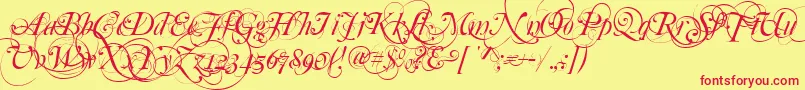 フォントMutluOrnamental – 赤い文字の黄色い背景