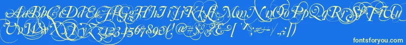 MutluOrnamental-Schriftart – Gelbe Schriften auf blauem Hintergrund