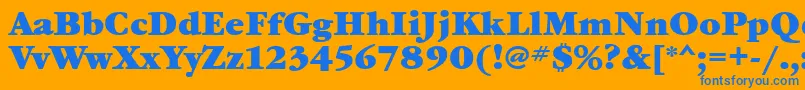 GaramondbookcttBold-Schriftart – Blaue Schriften auf orangefarbenem Hintergrund