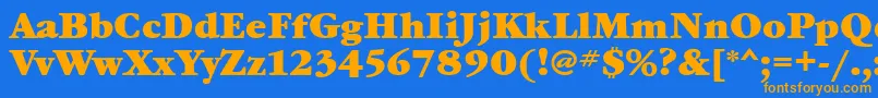 フォントGaramondbookcttBold – オレンジ色の文字が青い背景にあります。