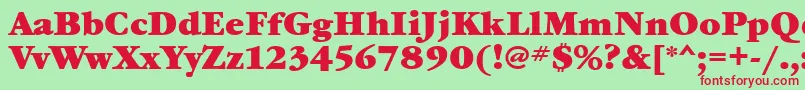 GaramondbookcttBold-fontti – punaiset fontit vihreällä taustalla