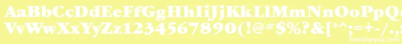 GaramondbookcttBold-fontti – valkoiset fontit keltaisella taustalla