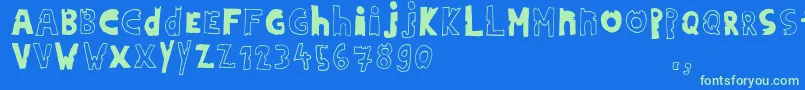 Hdontrial Font – Green Fonts on Blue Background