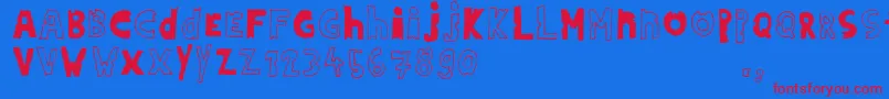 Hdontrial Font – Red Fonts on Blue Background