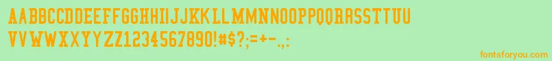 CollegeCondensed Font – Orange Fonts on Green Background