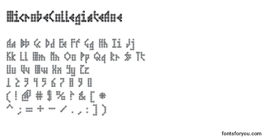 Czcionka MicrobeCollegiateAoe – alfabet, cyfry, specjalne znaki