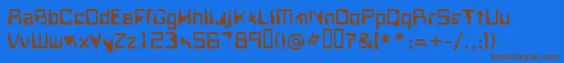 フォントFisring – 茶色の文字が青い背景にあります。