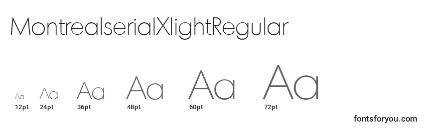 Размеры шрифта MontrealserialXlightRegular