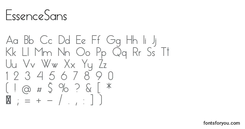 A fonte EssenceSans – alfabeto, números, caracteres especiais