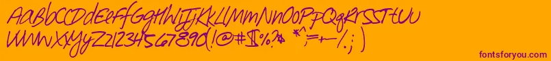 Southpaw-Schriftart – Violette Schriften auf orangefarbenem Hintergrund
