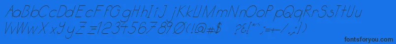 Katabidalanitalic-Schriftart – Schwarze Schriften auf blauem Hintergrund