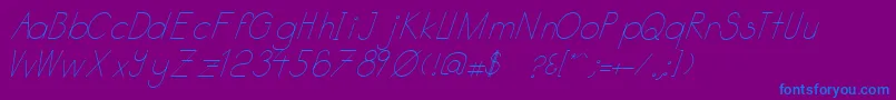 Katabidalanitalic-Schriftart – Blaue Schriften auf violettem Hintergrund