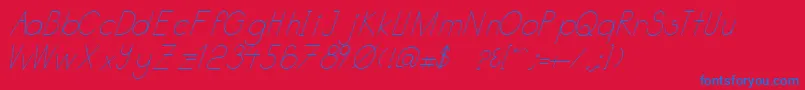 Katabidalanitalic-Schriftart – Blaue Schriften auf rotem Hintergrund